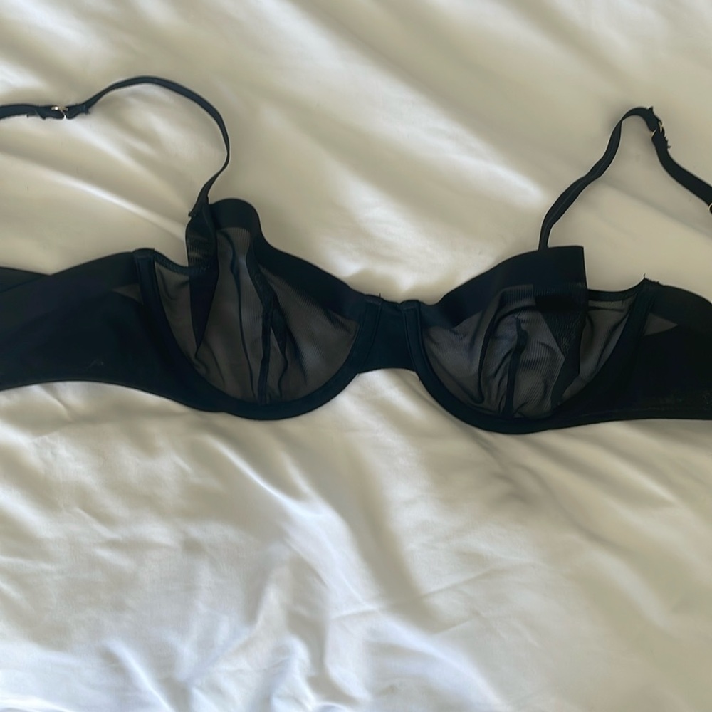 Auden unlined underwire black mesh Demi bra 34B new!